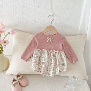 Ropa de Bebé para Primavera y Otoño, Mono de Manga Larga con Estampado Floral para Niña, Estilo Casual con Botones, Traje para Cumpleaños al Aire Libre - Product Image 3