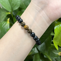 Bracelet artisanal en perles de pierre de lave œil de tigre naturel pour hommes, 8 mm, diffuseur volcanique, énergie de guérison, perles de yoga, bijoux, cadeau