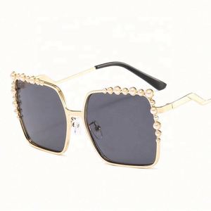 Nuevas Gafas de Sol de Lujo para Mujer, de Alta Calidad, con Degradado, Metálicas, Extra Grandes, con Protección UV400, Cuadradas con Perlas, 2021 - Product Image 6