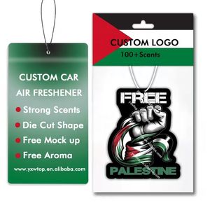 Ambientador de Coche Personalizado con el Logotipo de la Franja de Gaza de Palestina, Ambientador de Coche de Papel con Aroma Intenso y Lujoso - Product Image 2