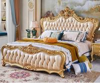 Europäisches High-End Luxus-Wandbett-Set Champagner-Gold-Rahmen PU-Leder Verstellbares Kingsize-Bett Massives Eichenholz MDF-Platte Langlebiges Französisches Design