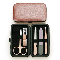 <strong>Best</strong> <strong>Sell</strong> 5Pcs Stainless Steel <strong>Manicure</strong> <strong>Pedicure</strong> Shining <strong>Manicure</strong> <strong>Set</strong> Rose Golden Kit Nail Tools <strong>Set</strong> With Nano Glass File