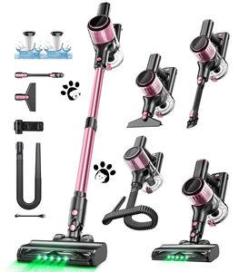 Aspirateur sec sans sac 6 en 1, léger, avec moteur sans balais, pour sols durs, tapis et poils d'animaux - Utilisation en voiture et à l'hôtel - Product Image 1