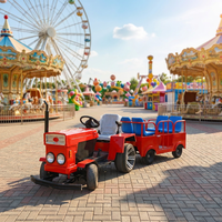 Les grandes attractions populaires des parcs d'attractions pour enfants incluent les trains touristiques tractés par des tracteurs et les équipements de divertissement en plein air.
