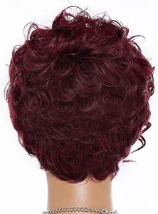 <span class=keywords><strong>Parrucca</strong></span> da <span class=keywords><strong>donna</strong></span> corta bordeaux Pixie-99J vino rosso stile ondulato, naturale alla ricerca di donne nere - Product Image 5
