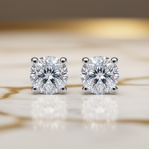 Orecchini in Oro Bianco con Diamanti Taglio Brillante Rotondo Colore D Naturali Certificati GIA Stile Classico Gioielli da Fidanzamento per Donne - Product Image 2