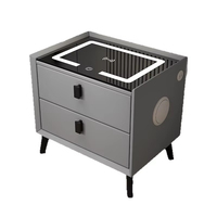 Table de chevet intelligente pour chambre à coucher, 2 tiroirs verrouillables, chargement sans fil, dessus en plexiglas, style moderne minimaliste, meuble de chevet pour la maison