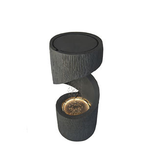 Fontaine d'eau solaire moderne en résine, faite à la main, avec lumières LED - Montage au sol 35x75cm, intérieur/extérieur, décoration de jardin Art Déco de luxe - Product Image 2