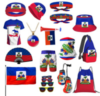 Produits de haute qualité personnalisés pour les fans de football de la série Drapeau d'Haïti : Sac, Chapeau, Lunettes de soleil, Porte-clés, T-shirt pour le sport de football 2026