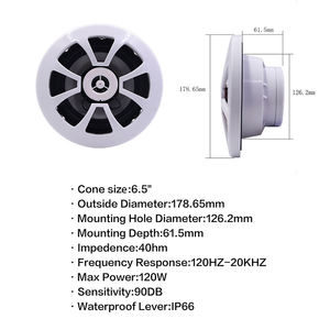 Haut-parleur de milieu de gamme étanche de 6,5 pouces pour usage marin et automobile - Product Image 2