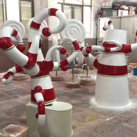 Arche en fibre de verre personnalisée de grande taille en forme de bonbon pour parc, statue de canne en sucre de taille réelle pour la décoration de Noël