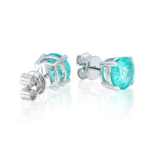 Cadermay <b>Stud</b> <b>Earrings</b> 6mm Paraiba <b>Turquoise</b> Claw Setting Women's Everyday Wear - Product Image 4