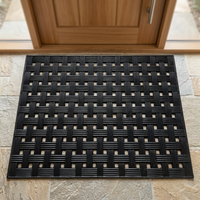 Tapis d'escalier en caoutchouc 40x70cm, 1cm d'épaisseur, motif tressé, écologique, durable, antidérapant, noir, sécurité, lavable