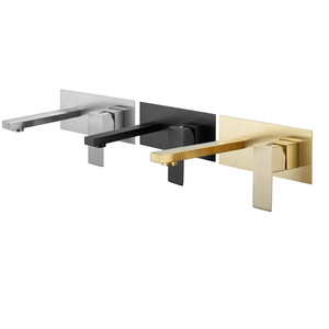 Wall Mount Basin Faucet Stainless Steel Single Handle Minimalist Style 7.0-8.9in Spout Reach - Product Image 1