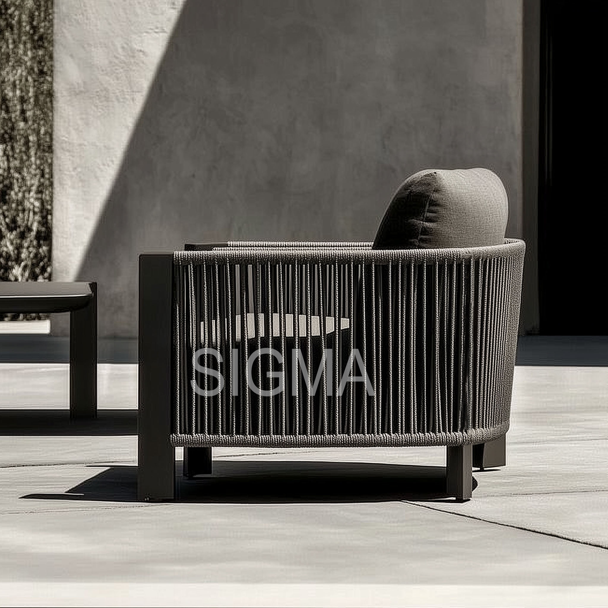 Outdoor Weaving Polyester Sofa Set Aluminum Alloy Frame Thick Base Brushed Rope Armrests Three-Seater Sofa Set