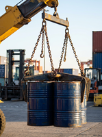 Pince de levage industrielle à 4 pattes en acier allié pour fûts d'huile, avec élingue à chaîne G80 et pinces à bec d'aigle, marque FuHua, diamètre max. 562 mm, pour fûts de 55 gallons