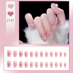 <span class=keywords><strong>Faux</strong></span> <span class=keywords><strong>ongles</strong></span> à presser romantiques rose blush, forme cercueil moyenne, avec paillettes et roses 3D, réutilisables, en acrylique ABS, avec <span class=keywords><strong>colle</strong></span> pour doigts, pour femmes - Product Image 6