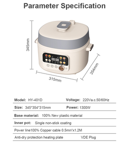 Olla Arrocera Eléctrica Inteligente Multifuncional HY, 3L, Recipiente Interior Antiadherente, Control Digital con Temporizador, de Plástico, Portátil para Uso Doméstico - Product Image 2