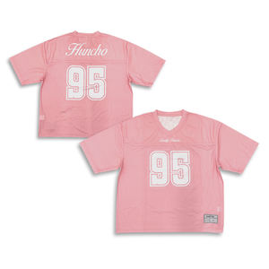 Maillot de football américain rose personnalisé, style streetwear, coupe ample, design en mesh par sublimation - Product Image 1