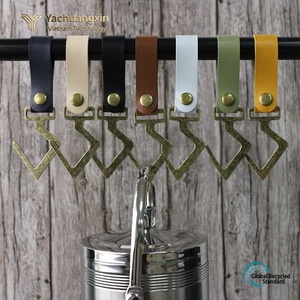 Leather Hook Hangers With Metal Clips Multi Color <b>Camping</b> Outdoor Storage Hooks For Clothes Drying And <b>Kitchen</b> Use - Product Image 5