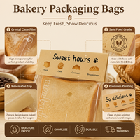 Sacs en BOPP OPP personnalisés pour boulangerie, emballage alimentaire, sacs à pain refermables avec fenêtre transparente pour pain grillé, bagels, bretzels, croissants