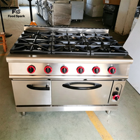 Cuisinière à gaz industrielle en acier inoxydable pour restaurant, fourneau de cuisine professionnel, état neuf