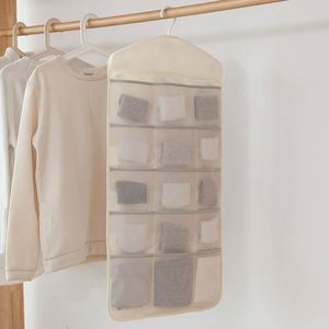 Organisateur de soutien-gorge suspendu pour placard, 15 compartiments, en tissu Oxford, double face, avec poches en maille, pliable, multifonctionnel, pour rangement mural ou de garde-robe - Product Image 6