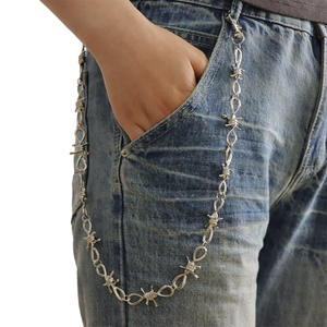 Cadena de cintura de espinas estilo Hip Hop occidental, de plata tibetana, de una sola vuelta, para uso diario, cadena corporal de moda - Product Image 1