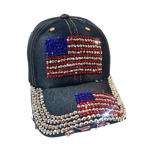 Casquette de baseball sportive 5 panneaux personnalisée pour femme, style bling, avec fleur et strass, ajustable, en denim, tissu courant - Product Image 1