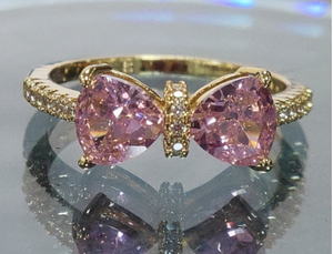 חדש הגיע רומנטי עם bowknot ורוד יפה בעיצוב טבעת תכשיטים 925 עניבת קשת כסף סטרלינג - Product Image 5