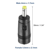Adaptateur d'alimentation CC - Connecteur femelle 5,5 mm * 2,1 mm vers mâle 4,0 mm * 1,7 mm pour ordinateur portable, PC, CCTV, bande LED et routeur