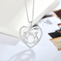 Anel de zircônia cúbico personalizado, coração amor menino e menina colar de pingente prata esterlina 925 para casal