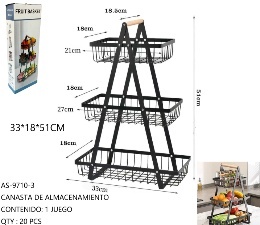 Three Level <b>Kitchen</b> Organizer 33x18x51 Cm Metal Standing <b>Rack</b> Triangular Multifunctional Storage Holder - Product Image 1