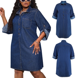218638 Nuova Collezione Moda: Abito Camicia in Denim da Donna, <span class=keywords><strong>Taglie</strong></span> Forti, Vestibilità Comoda - Product Image 3