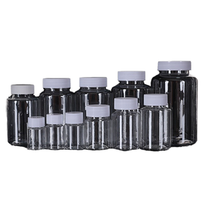 Botella de Plástico Transparente PET de 200ml, 250ml, 300ml, con Boca Ancha y Tapa de Rosca a Presión para Envasado de Píldoras/Cápsulas - Product Image 1