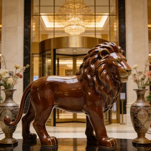 Estatua de León de Resina de Fibra de Vidrio de Tamaño Real para Exteriores, Moderna, Ecológica, al Mejor <span class=keywords><strong>Precio</strong></span>, Escultura Artística, Adornos de Jardín - Product Image 3