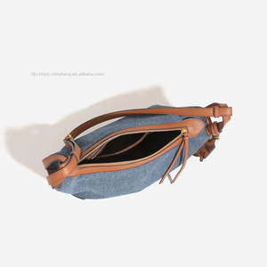 Customizable European American Zipper Denim Crossbody Bag Versatile Dumpling <b>Backpack</b> Pillow Shoulder Bag Tanjing - Product Image 3