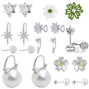 New Fine Jewelry tendência moda 925 brincos de prata esterlina designer personalizado zircônia cúbica dangle hoop Brincos De Diamante De Pedra