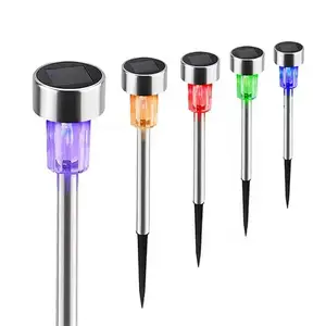 Rgb Pathway Lights Stainless Steel Garden Light Solar Decor Light Outdoor