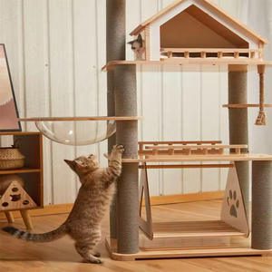 Maisons en bois Offre Spéciale Divertissement Poteau à gratter Tour Plate-forme Arbre à chat avec <span class=keywords><strong>sisal</strong></span> Gratter Intérieur Mur Jouer pour chats - Product Image 4
