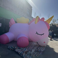 Caballo Inflable Personalizado BOYI de Año Nuevo, Unicornio Rosa de Dibujos Animados