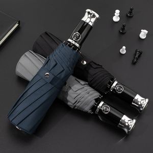 Parapluie pliant de luxe à ouverture automatique avec logo personnalisé, 10 baleines en fibre de verre, grand dôme de 105 cm, idéal pour les cadeaux d'entreprise - Product Image 2