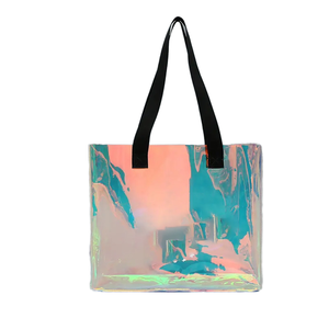 China Factory High Quality PVC Tote <b>Bag</b> Custom Printed Button Garment Packaging Candy Pattern Style with Zipper Closure - Product Image 1