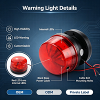 Luz Estroboscópica LED Roja de Plástico, 12V, Lámpara de Advertencia Intermitente, Alcance de 10-20m, Sistema de Alarma de Seguridad para el Hogar, Alerta de Emergencia, Fácil de Instalar