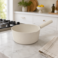 Casserole moderne en aluminium forgé avec poignée en bakélite et revêtement antiadhésif, poêle à frire, casserole à lait 2-en-1 avec base à induction