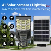 Caméra intelligente V380 Full Color 360 degrés HD, étanche, éclairage solaire extérieur, surveillance de la machine à boules avec couverture 4G