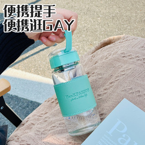 HemKPARSON Glass <b>Water</b> <b>Bottle</b> With Handle And <b>Filter</b> 500Ml Portable For Travel And Office Use - Product Image 3