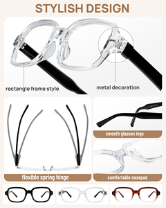 Lunettes <span class=keywords><strong>de</strong></span> lecture carrées rétro pour femmes, charnières flexibles à ressort, plaquettes nasales confortables, lunettes <span class=keywords><strong>de</strong></span> <span class=keywords><strong>presbytie</strong></span> avec plusieurs dioptries - Product Image 2