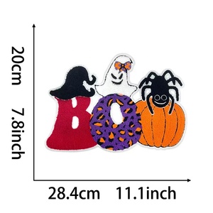 Venta al por mayor parche de palo de Halloween brillo grande lentejuelas truco o trato bordado letras hierro en parches personalizados para ropa - Product Image 4