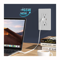 Fahint New GAN PD65W Prise murale USB à chargement ultra rapide répertoriée UL, blanc mat Prises de 15 ampères avec double ports de type C